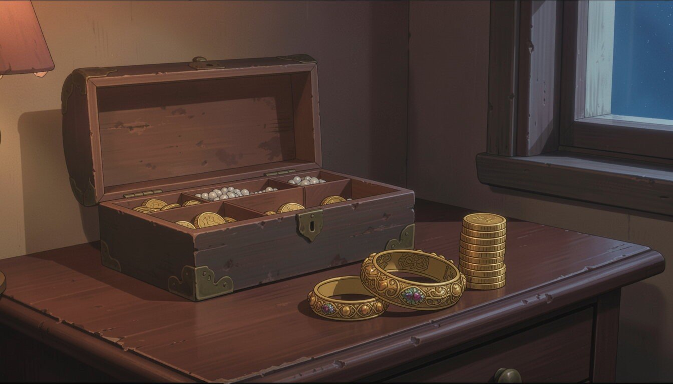 Gold bangles and coins resting in an open jewelry box, symbolizing South Asian households' long-standing trust in gold as a savings hedge.