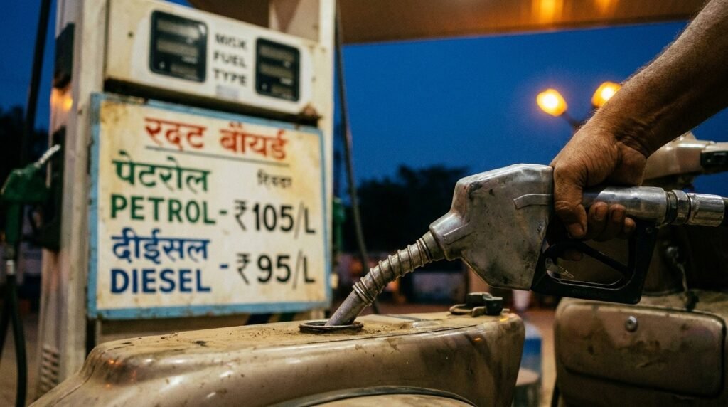 A fuel nozzle in a scooter's tank